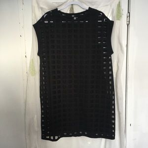 BLACK Elk Sheer grid t-shirt dress